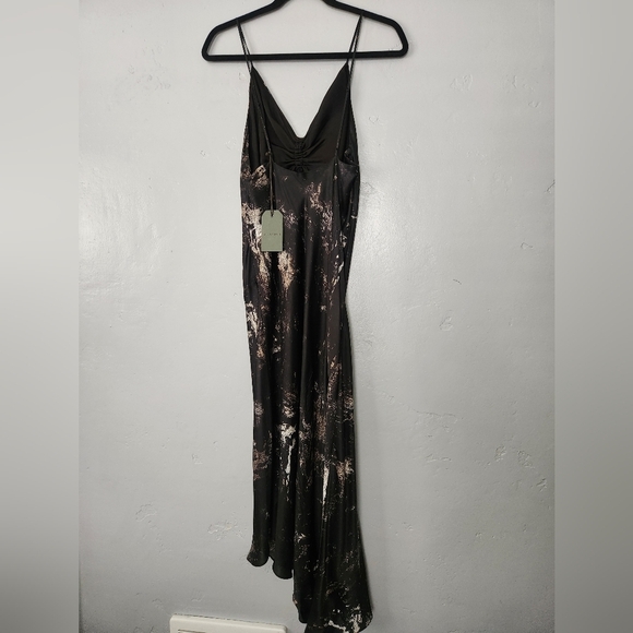 NWT All Saints Alexia Titania Silk Asymmetrical Sill Blend Dress Sz 8 - Picture 7 of 14